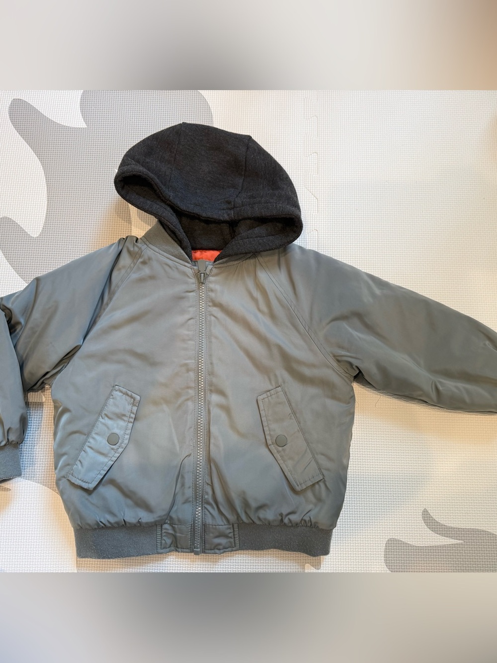Zara Kids Hooded Puffer Jacket - Gray with Black Hood